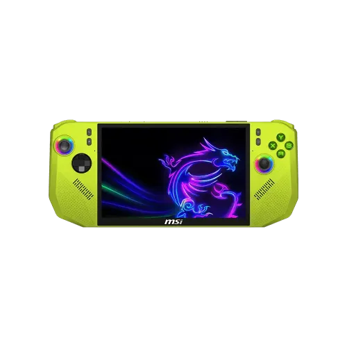 Портативна конзола MSI CLAW A8 BZ2EM-058GR - 8-инча IPS FHD+, 120Hz, VRR, 24GB LPDDR5x, 1TB SSD, Windows 11 Home, Neon Green