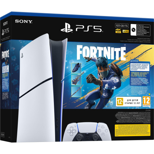 Конзола PlayStation 5 Slim, 825GB - Digital Edition + Fortnite Flowering Chaos