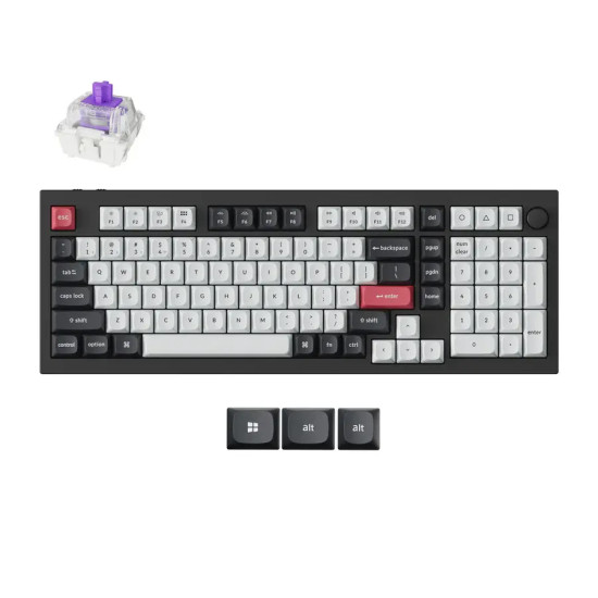 Безжична клавиатура Keychron Q5 HE QMK Carbon Black, Gateron Double-Rail Magnetic Nebula суичове, RGB