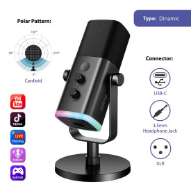 Микрофон FIFINE AM8, RGB, XLR/USB, Black