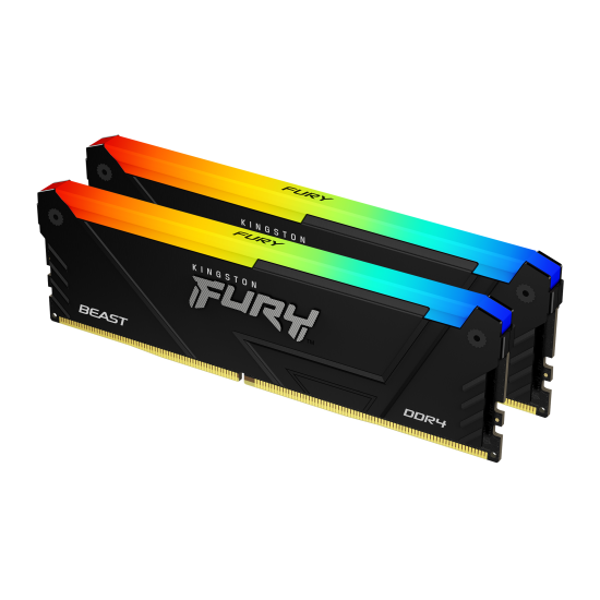 RAM памет Kingston FURY Beast Black RGB, 32GB (2x16GB) DDR4, 3600MT/s, CL18, Kit of 2