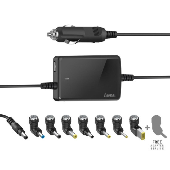 Универсално зарядно за лаптоп HAMA Car Charger, 12-15V In - 15-19V Out, 70W, 200008