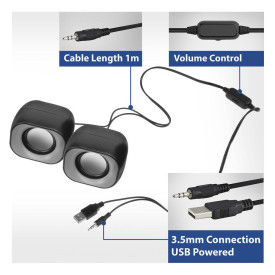 Тонколони ACT Eminent 2.0, USB, 6W, 3.5mm, Black