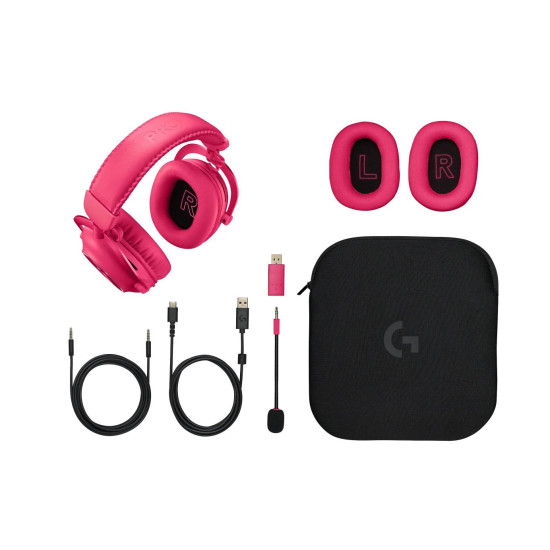 Безжични слушалки Logitech PRO X 2, USB, Magenta