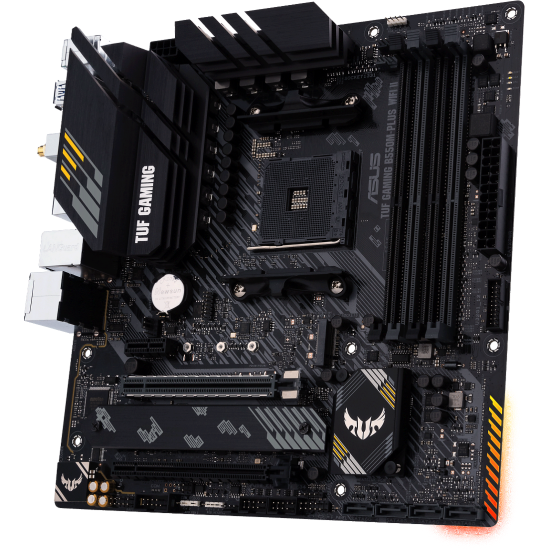 Дънна платка ASUS TUF GAMING B550M-PLUS WIFI II, AMD AM4, micro ATX, 4x DDR4, dual M.2, Wi-Fi 6, PCIe 4.0, Aura Sync RGB