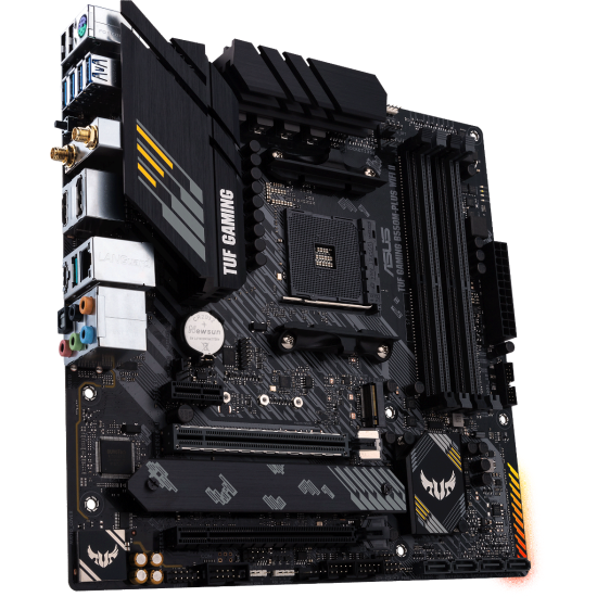 Дънна платка ASUS TUF GAMING B550M-PLUS WIFI II, AMD AM4, micro ATX, 4x DDR4, dual M.2, Wi-Fi 6, PCIe 4.0, Aura Sync RGB