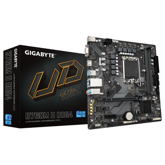 Дънна платка GIGABYTE B760M, Socket LGA1700, mATX, 2x DDR4, PCIe 4.0