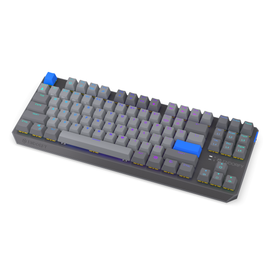 Безжична клавиатура Endorfy Thock Wireless V2 TKL, PBT, Endorfy Yellow switch, US Layout, RGB, Gray