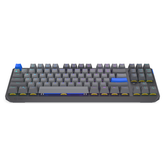 Безжична клавиатура Endorfy Thock Wireless V2 TKL, PBT, Endorfy Yellow switch, US Layout, RGB, Gray