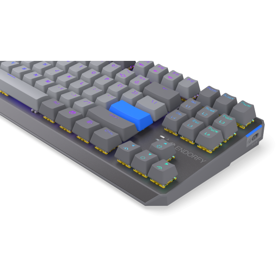Безжична клавиатура Endorfy Thock Wireless V2 TKL, PBT, Endorfy Yellow switch, US Layout, RGB, Gray