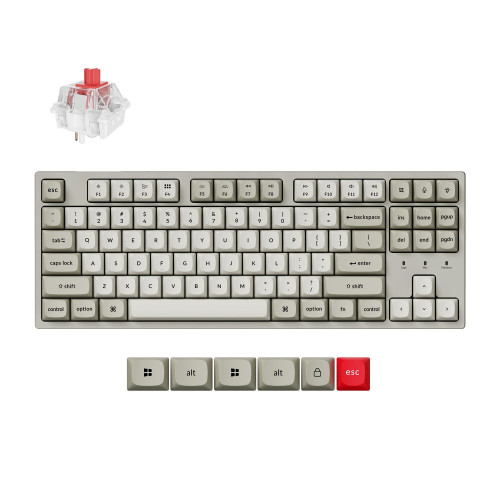 Клавиатура Keychron C1 Pro 8K QMK, RGB, Super Red Switch, White