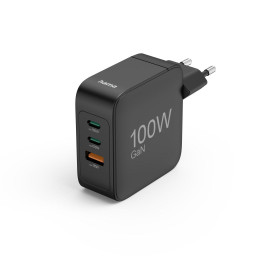 Зарядно HAMA, 100W, GaN, 2x USB-C, 1x USB-A, PD