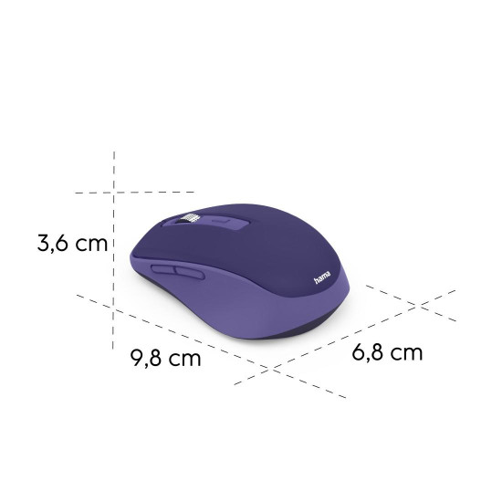 Безжична мишка HAMA WM-450, 2.4 GHz/Bluetooth, 7 бутона, Purple