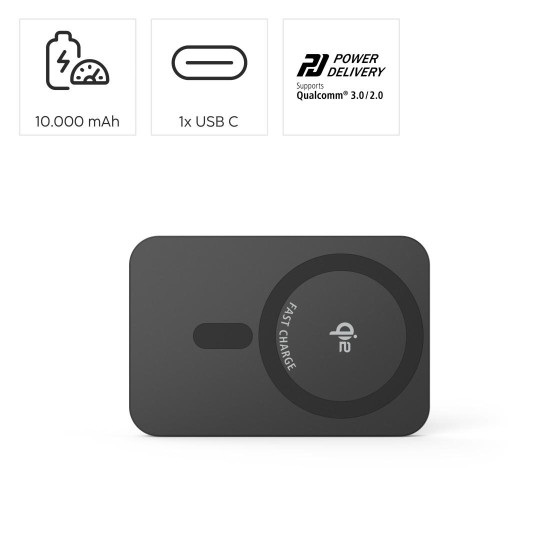 Външна батерия HAMA Qi2, 10000mAh, USB-C