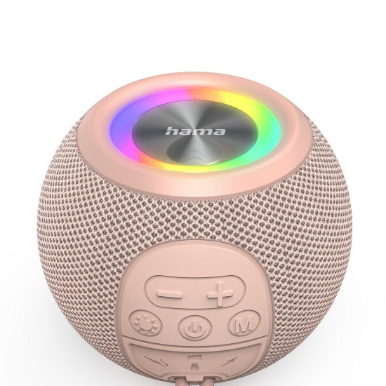 Преносима тонколона HAMA Ball Shape Speaker, 5 светлинни режима, 5W, Pink