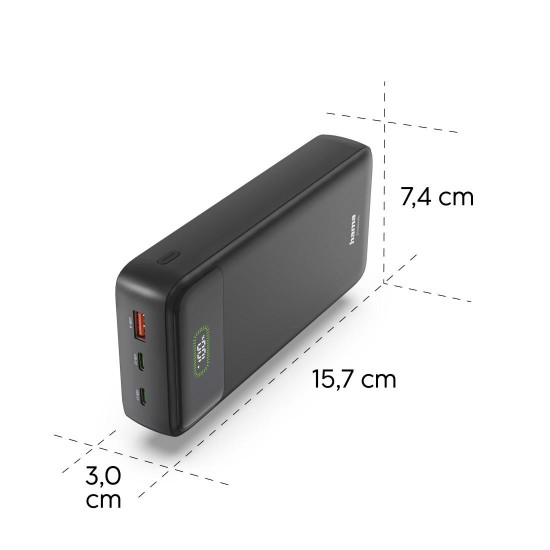 Външна батерия HAMA PD27-W65 201781, 27000 mAh, 2x USB-C, 1x USB-A, Fast Charging