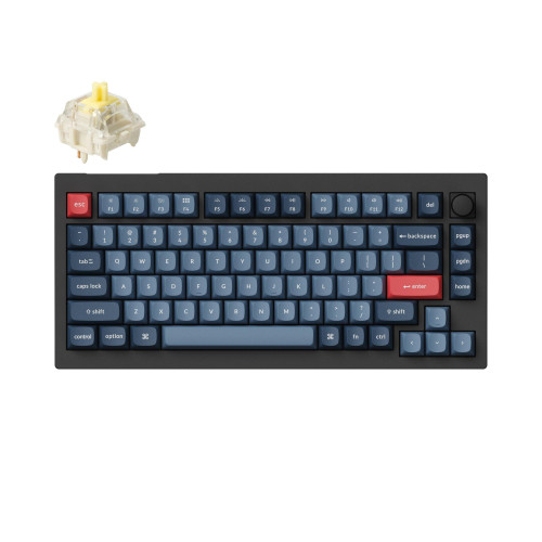 Безжична клавиатура Keychron V1 MAX QMK 75%, Carbon Black, Bluetooth, Gateron Jupiter Banana суичове, RGB