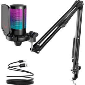 Микрофон FIFINE A6T, RGB, със стойка, Black