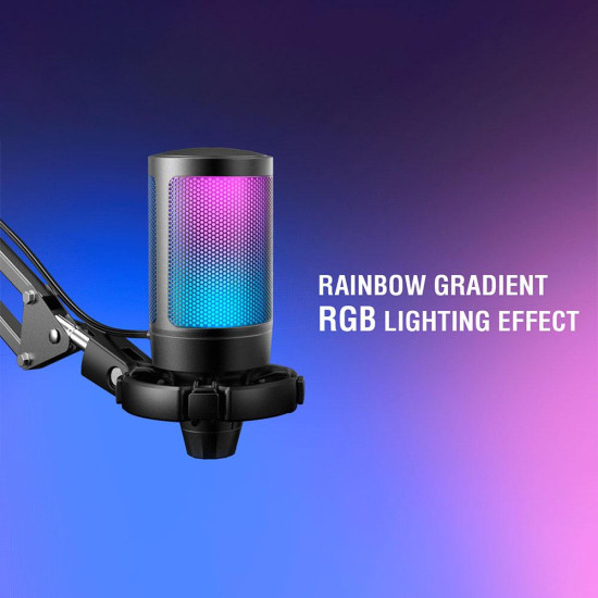 Микрофон FIFINE A6T, RGB, със стойка, Black