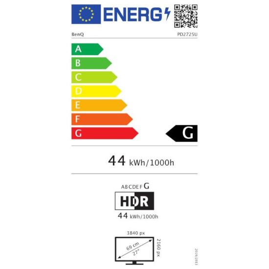 Монитор BenQ PD2725U, 27 инча, UHD 3840x2160, 60Hz, 5 ms, HDMI/DP