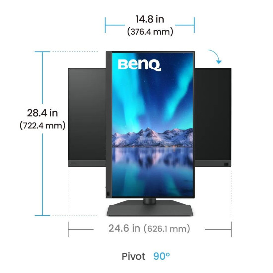 Монитор BenQ SW242Q, 24.1 инча, IPS, 2560 x 1600, 60 Hz, 5 ms, HDR10, HDMI/DP