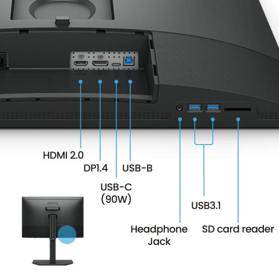 Монитор BenQ SW242Q, 24.1 инча, IPS, 2560 x 1600, 60 Hz, 5 ms, HDR10, HDMI/DP