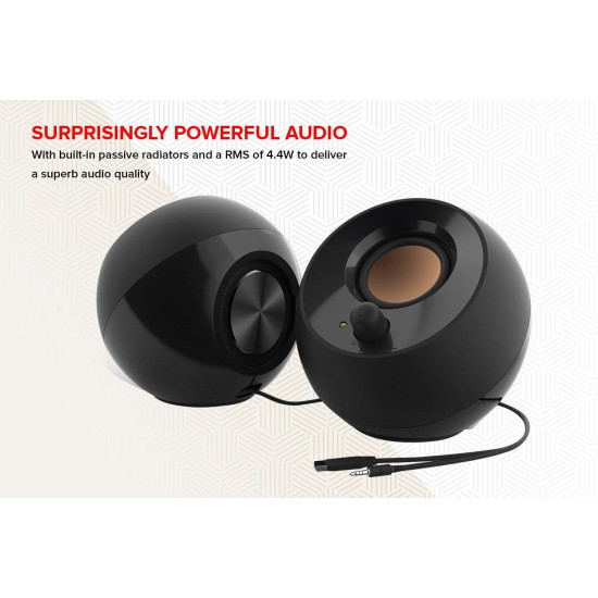 Тонколони Creative PEBBLE, 4.4W, USB, 3.5mm, Black