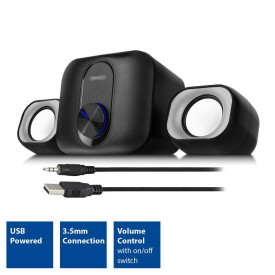 Тонколони EWENT Eminent 2.1, 3.5 mm, USB, 11W, Black