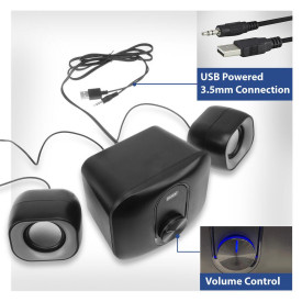 Тонколони EWENT Eminent 2.1, 3.5 mm, USB, 11W, Black