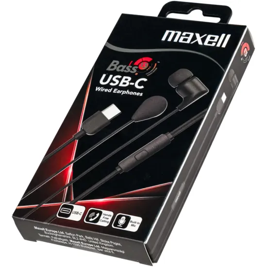Слушалки MAXELL EB10 BASS 13, USB-C, Black