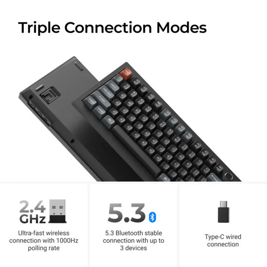 Безжична клавиатура Keychron V6 Ultra 8K, Silk POM Banana Switch