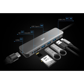 Докинг станция Silicon Power Boost SU20, 7 в 1, USB-C