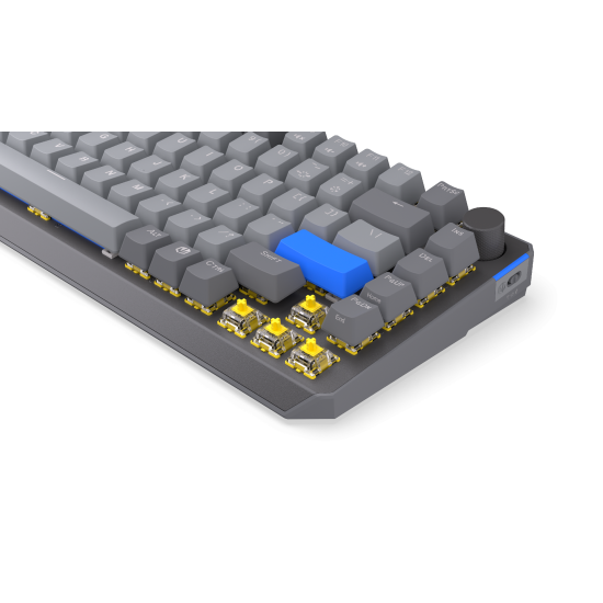 Безжична клавиатура Endorfy Thock Wireless V2 75, PBT, Endorfy Yellow switch, US Layout, RGB, Gray