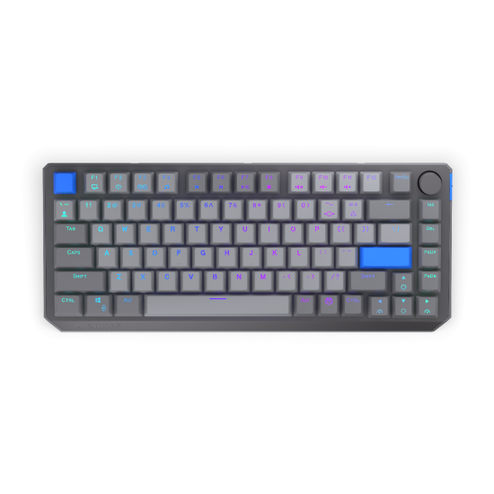 Безжична клавиатура Endorfy Thock Wireless V2 75, PBT, Endorfy Yellow switch, US Layout, RGB, Gray
