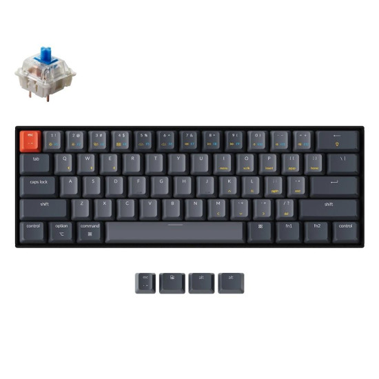 Безжична клавиатура Keychron K12 60%, Hot-Swappable, Gateron Blue Switch, RGB, Black