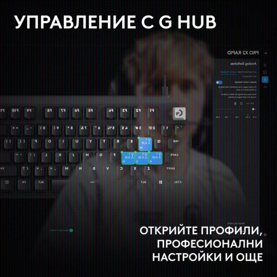 Клавиатура Logitech G Pro X2 Rapid TKL, Magnetic Analog Linear Switch, RGB, White (920-014097)