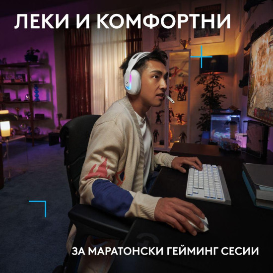 Слушалки Logitech G522 Lightspeed Wireless RGB, USB, White