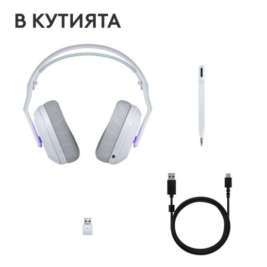 Слушалки Logitech G522 Lightspeed Wireless RGB, USB, White
