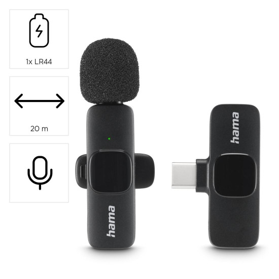Микрофон HAMA Smart Wireless, безжичен, за смартфон