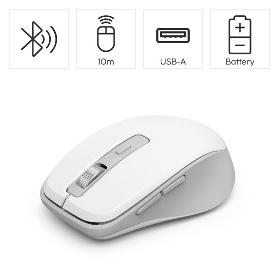 Безжична мишка HAMA WM-450, 2.4 GHz/Bluetooth, 7 бутона, White
