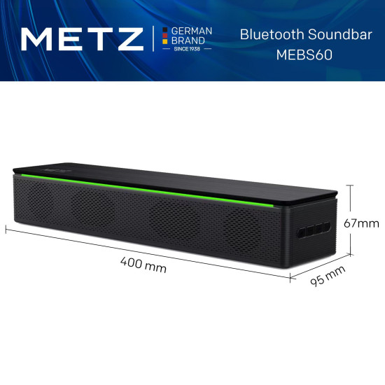 Саундбар METZ Sound 2 Mini, 10W, LED, SD слот, USB-C, Bluetooth, Black