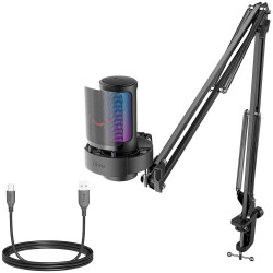 Микрофон FIFINE A8T, RGB, със стойка, Black