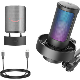 Микрофон FIFINE A8T, RGB, със стойка, Black