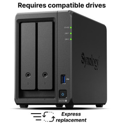 NAS устройство Synology DS725+, 2-Bay, AMD Ryzen R1600, 2GB DDR4