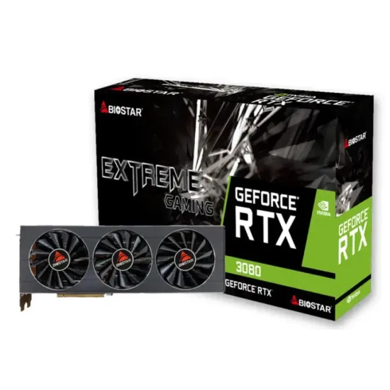 Видеокарта BIOSTAR GeForce RTX 3080, 10GB, GDDR6, 320-bit, PCIe 4.0, HDMI/DP