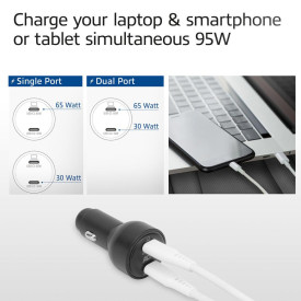 Зарядно ACT 2-port USB-C Fast Car AC221095W, 2x USB-C, PD, GAN, 12-24V