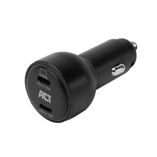 Зарядно ACT 2-port USB-C Fast Car AC221095W, 2x USB-C, PD, GAN, 12-24V
