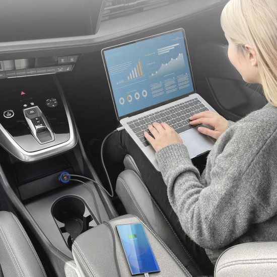 Зарядно ACT 2-port USB-C Fast Car AC221095W, 2x USB-C, PD, GAN, 12-24V