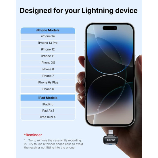 Микрофон BOYA Mini 2-03, безжичен, Lightning