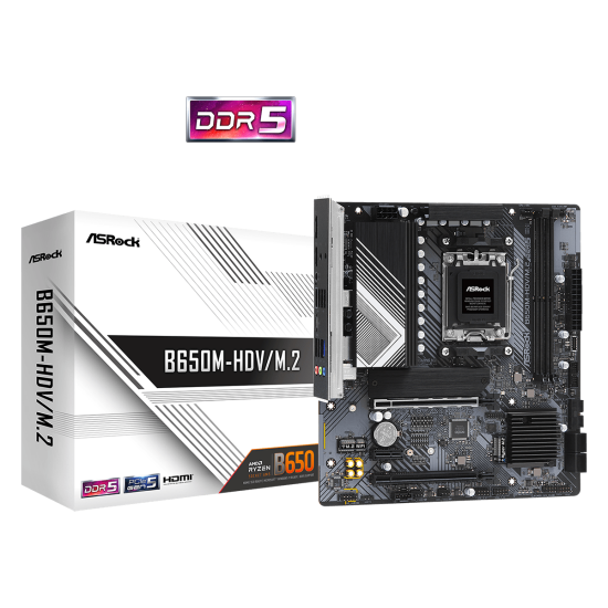 Дънна платка ASRock B650M-HDV/M.2, Socket AM5, mATX,  2x DDR5, PCIe 4.0